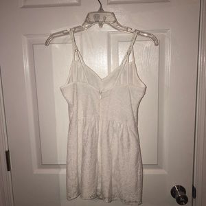 BCBG white lace romper size XS